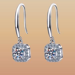 Sterling Silver 0.5Ct Moissanite Square Dainty Hook Earrings